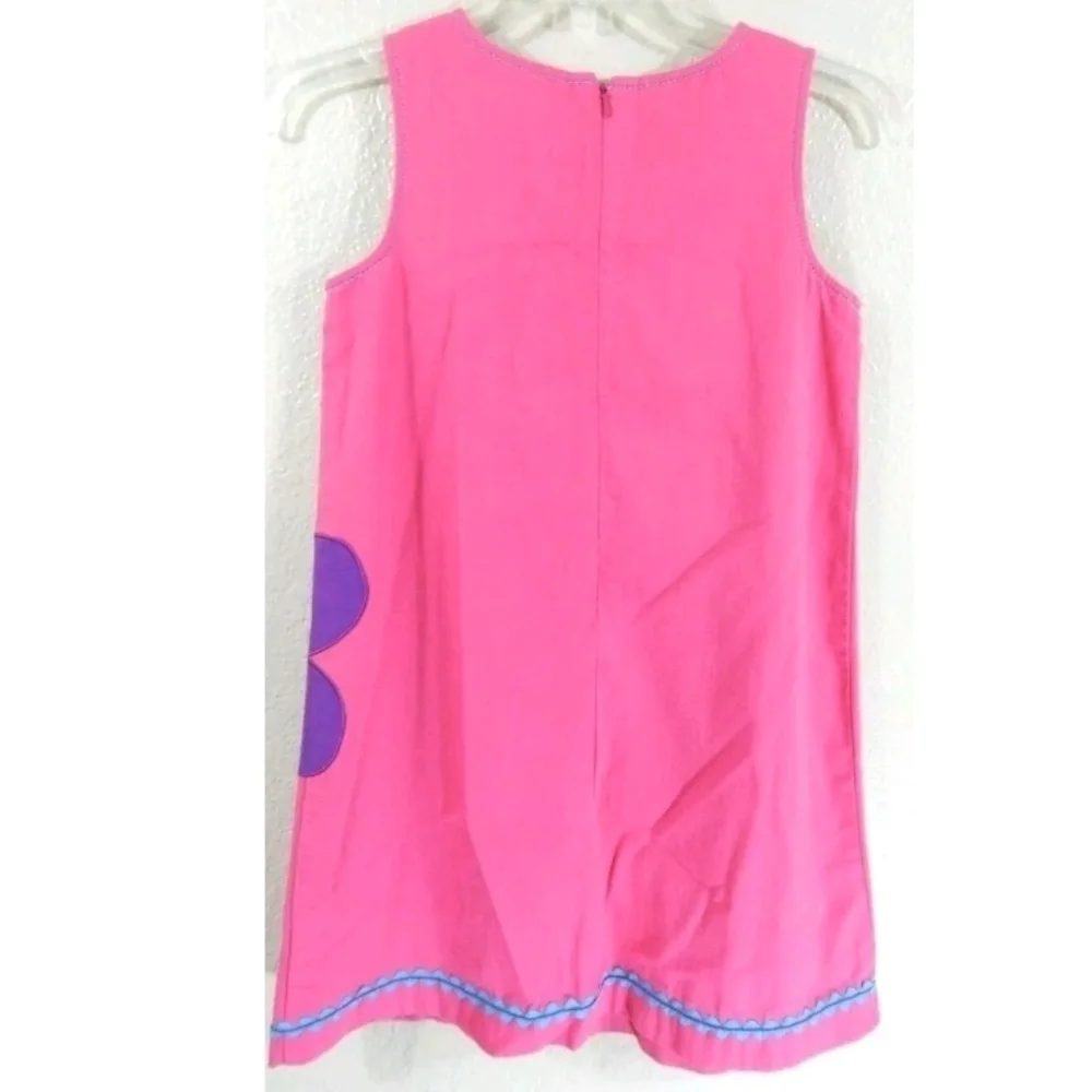 Hanna Andersson Pink Denim Floral Patch Dress